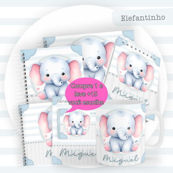 Arquivo Digital Caderneta e Livro do Bebe Elefantinho #3853