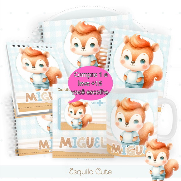 Arquivo Digital Caderneta Esquilo Cute #4840