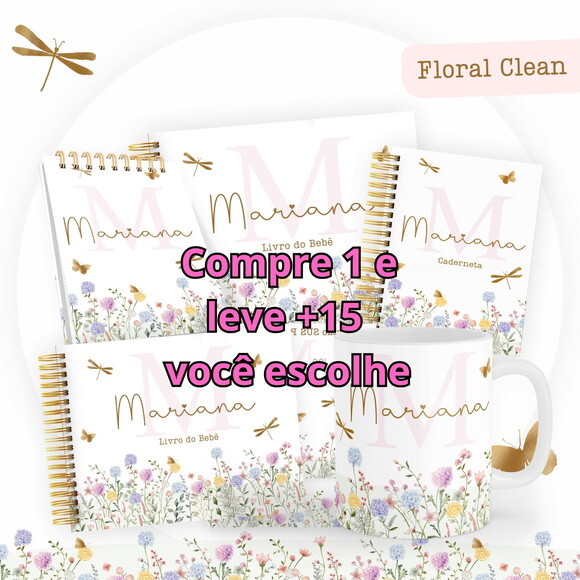 Arquivo Digital Caderneta Floral Clean #4407