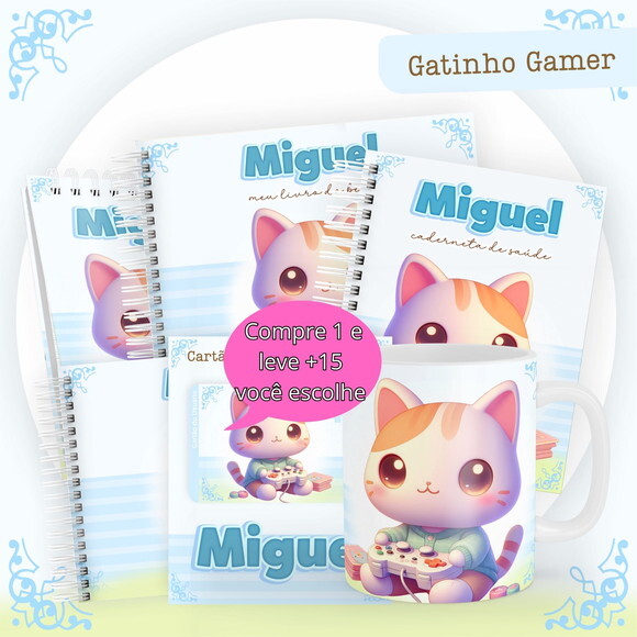Arquivo Digital Caderneta Gatinho Gamer #4860