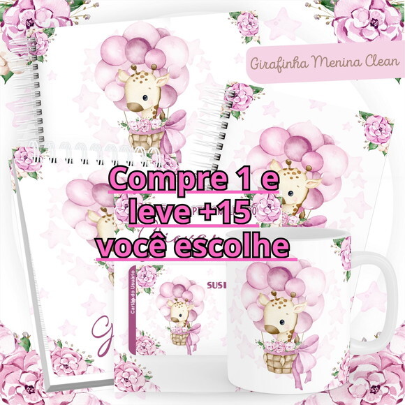 Arquivo Digital Caderneta Girafinha Menina Clean #4513