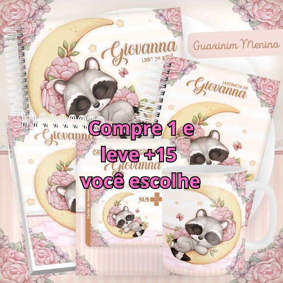 Arquivo Digital Caderneta Guaxinim Menina #2833