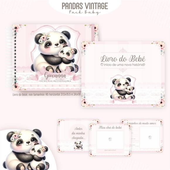 Arquivo Digital Caderneta Panda Vintage #7310
