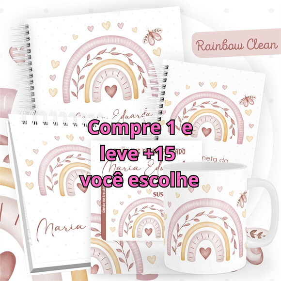 Arquivo Digital Caderneta Rainbow Clean #4510