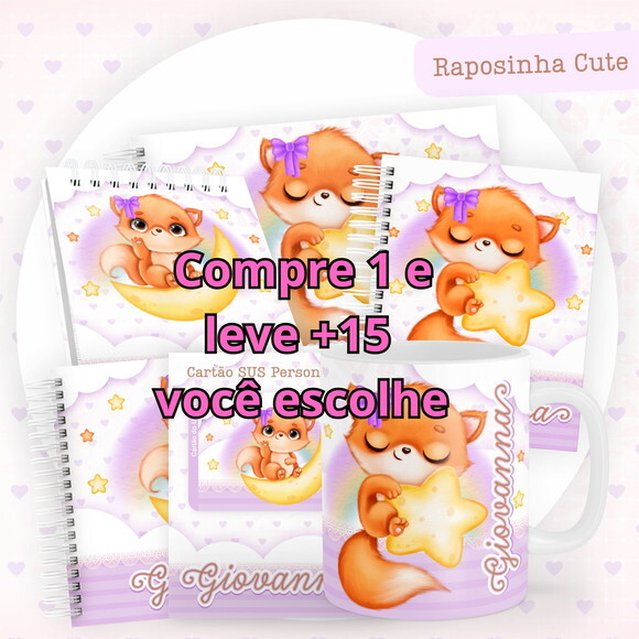 Arquivo Digital Caderneta Raposinha Cute #5821