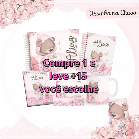 Arquivo Digital Caderneta Ursinha Chuva de Amor Menina #1016