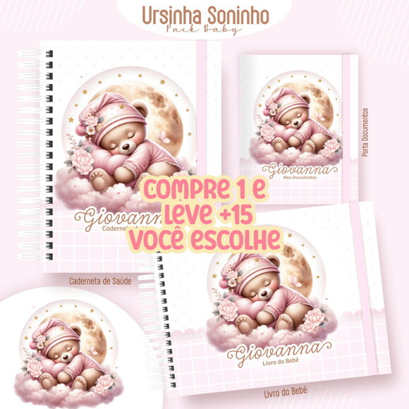 Arquivo Digital Caderneta Ursinha Clean Soninho #5481