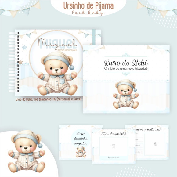Arquivo Digital Caderneta Ursinho de Pijama #5485