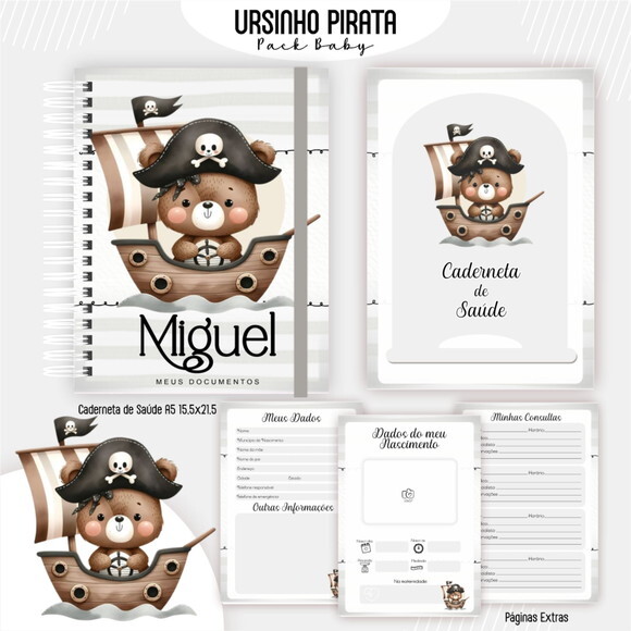 Arquivo Digital Caderneta Ursinho Pirata #7319
