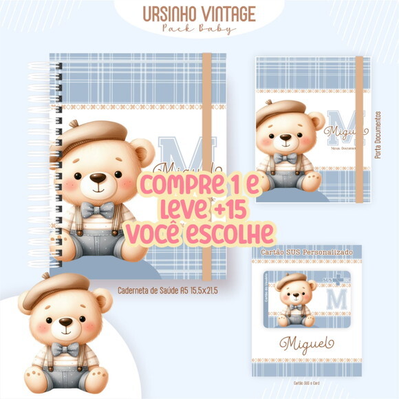 Arquivo Digital Caderneta Ursinho Vintage #5484