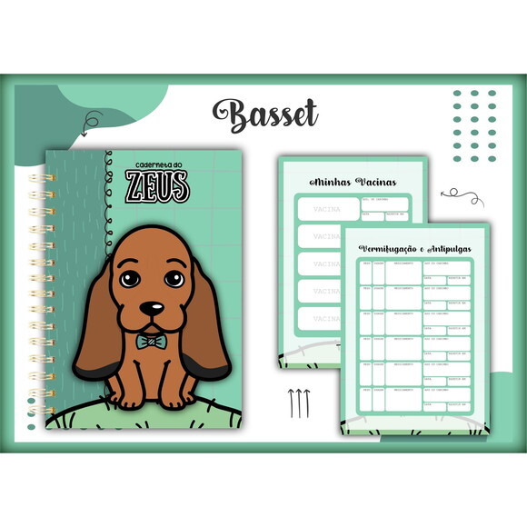 Arquivo Digital Caderneta Vacina Pet Basset Menino#1359