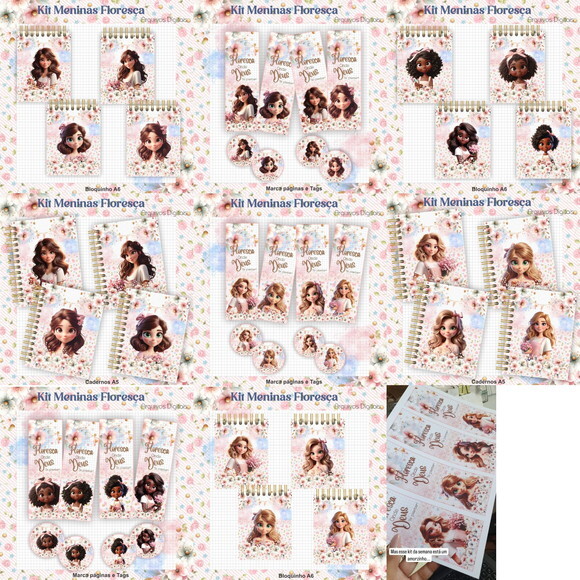 Arquivo Digital Caderno - Kit Meninas Floresça #1889