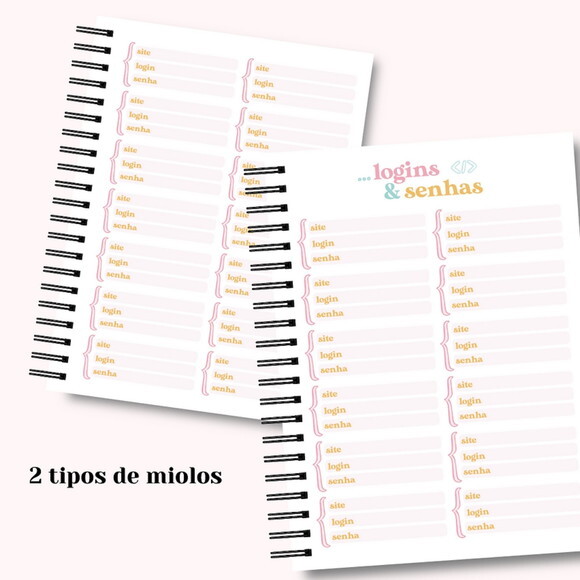 Arquivo Digital Caderno Logins e Senhas #6854