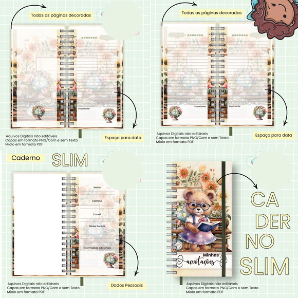 Arquivo Digital Caderno Slim - Professora #2864