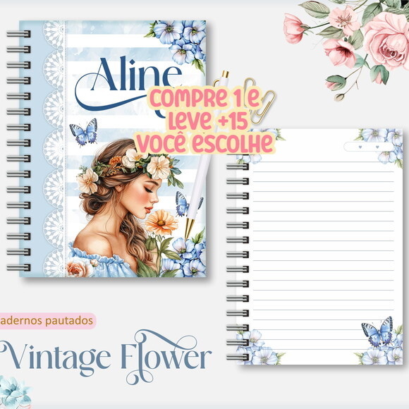 Arquivo Digital Caderno Vintage Flower 12 #7542