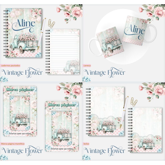 Arquivo Digital Caderno Vintage Flower 2 #7545