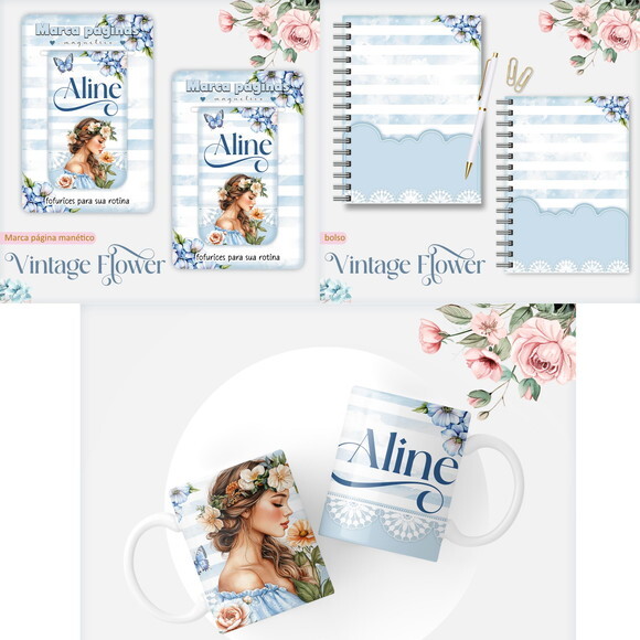Arquivo Digital Caderno Vintage Flower 12 #7542
