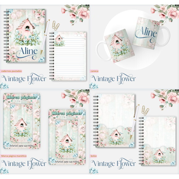 Arquivo Digital Caderno Vintage Flower 3 #7546