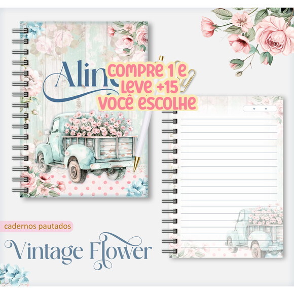 Arquivo Digital Caderno Vintage Flower 2 #7545