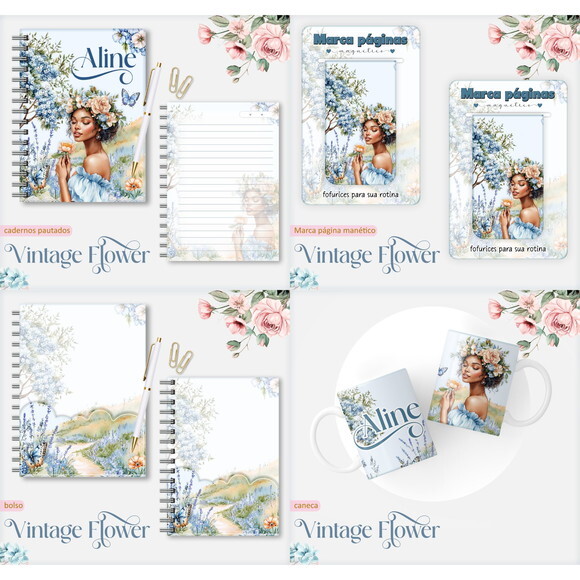 Arquivo Digital Caderno Vintage Flower 4 #7547