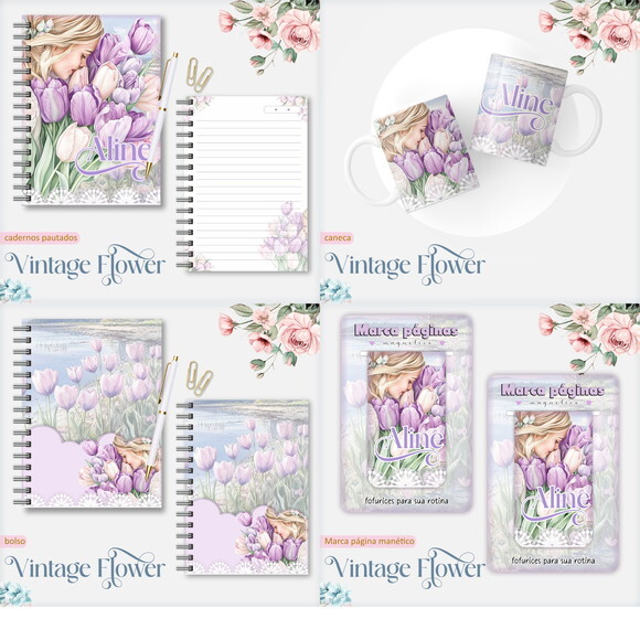 Arquivo Digital Caderno Vintage Flower 8 #7551