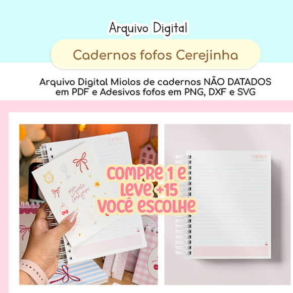 Arquivo Digital Cadernos Fofos Cerejinha Dia da Mulher #6488