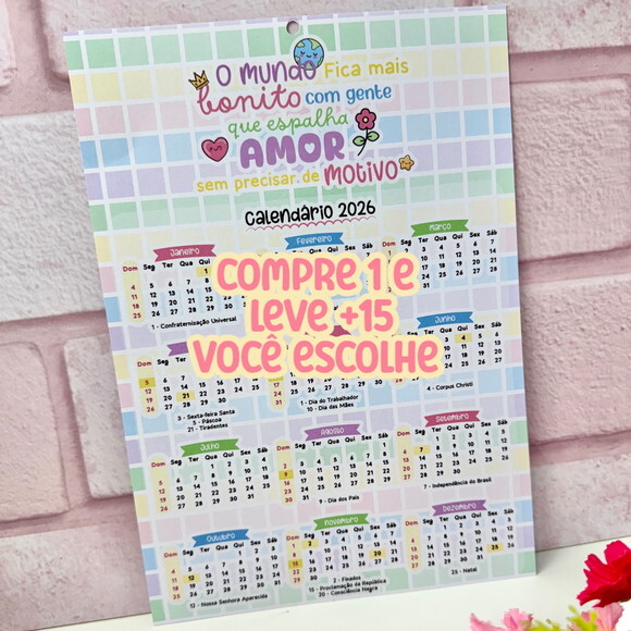Arquivo Digital Calendário 2026 Fofo #7384