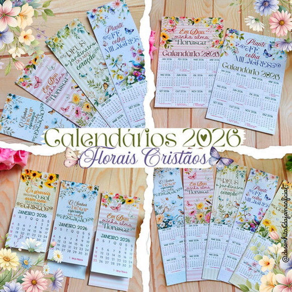 Arquivo Digital Calendário Cristão Floral 2026 #7328