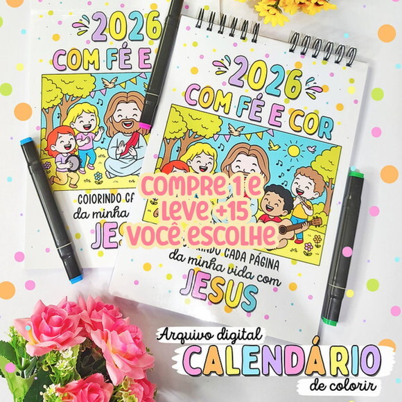 Arquivo Digital Calendário de Colorir 2026 #7329