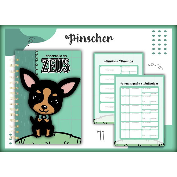 Arquivo Digital Capa Caderneta Vacina Pinscher Menino #1390