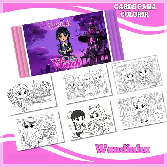 Arquivo Digital Card Colorir Wandinha #6885