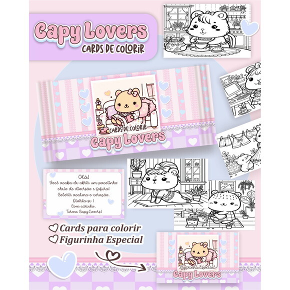 Arquivo Digital Card de Colorir Capy Lovers #5662