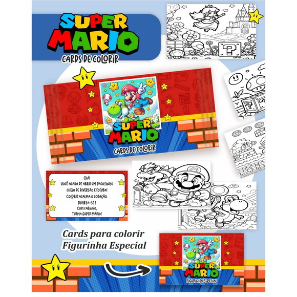 Arquivo Digital Card de Colorir Super Mario #2597