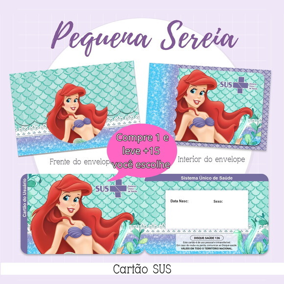 Arquivo Digital Cartão Sus a Pequena Sereia #2117
