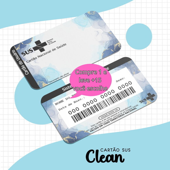 Arquivo Digital Cartão Sus Adulto Clean Azul #1624