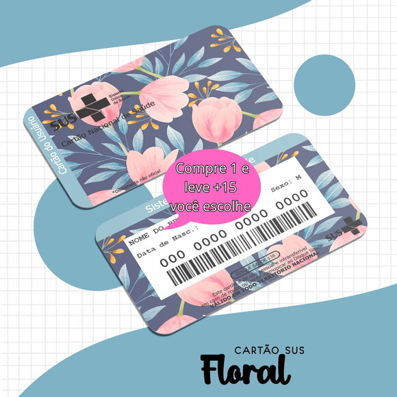 Arquivo Digital Cartão Sus Adulto Floral #1625