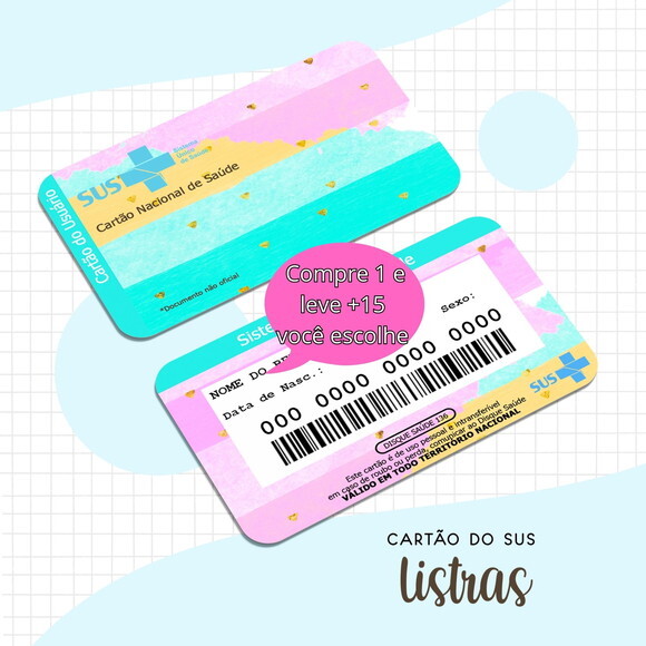Arquivo Digital Cartão Sus Adulto Listras #1631