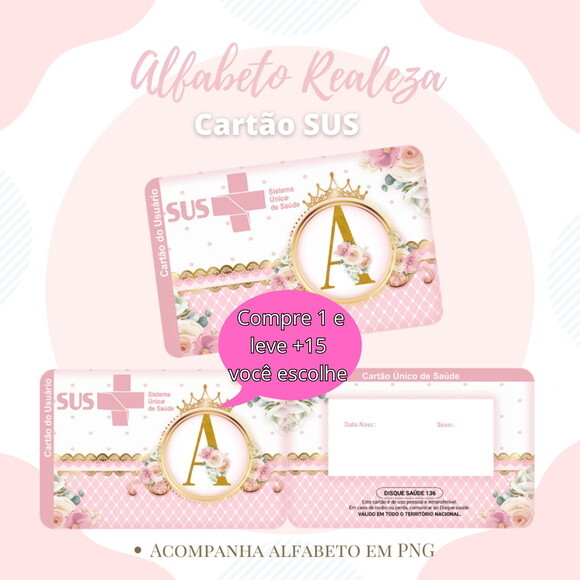 Arquivo Digital Cartão Sus Alfabeto Realeza #552
