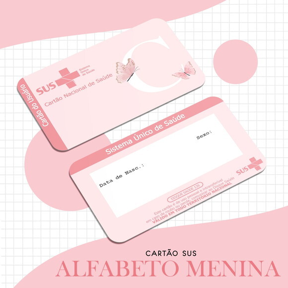 Arquivo Digital Cartão Sus Alfabeto Menina #1635