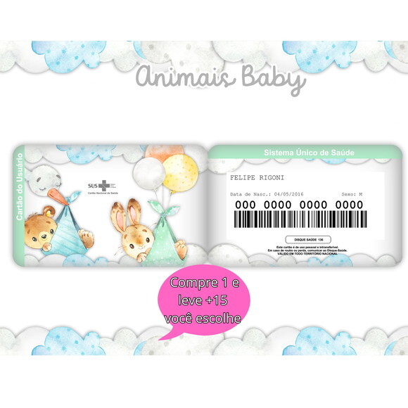 Arquivo Digital Cartão Sus Animais Baby #5324