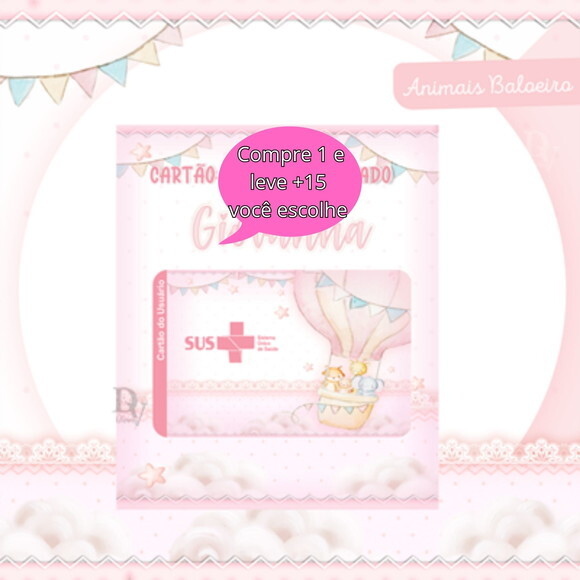 Arquivo Digital Cartão Sus Animais Baloeiro Rosa #2512