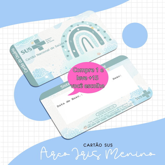 Arquivo Digital Cartão Sus Arco Íris Menino #1639