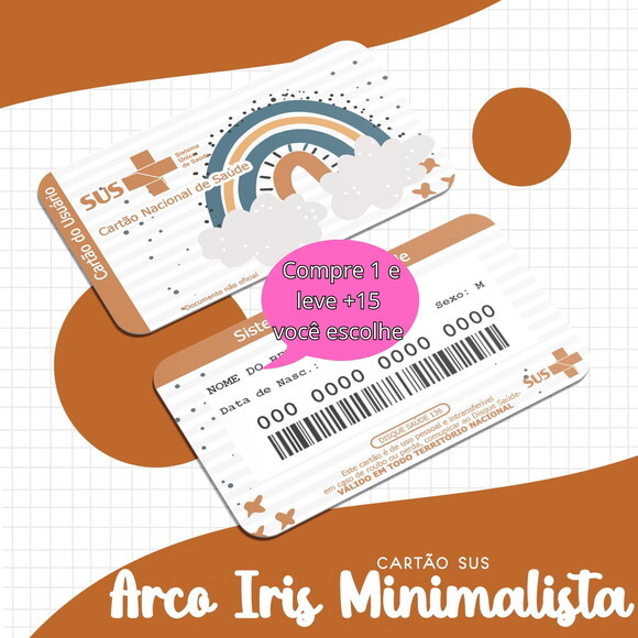 Arquivo Digital Cartão Sus Arco Íris Minimalista #1641