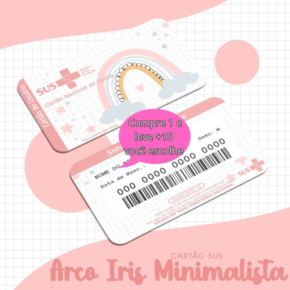 Arquivo Digital Cartão Sus Arco Íris Minimalista #1640