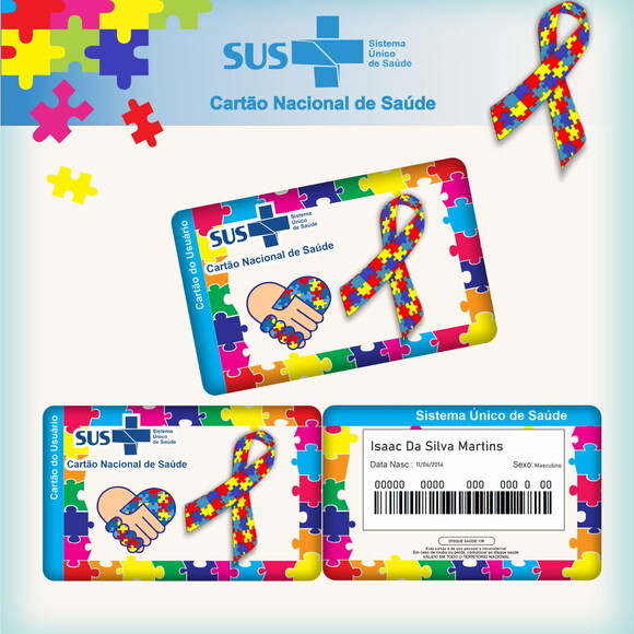Arquivo Digital Cartão Sus Autismo Azul #2616