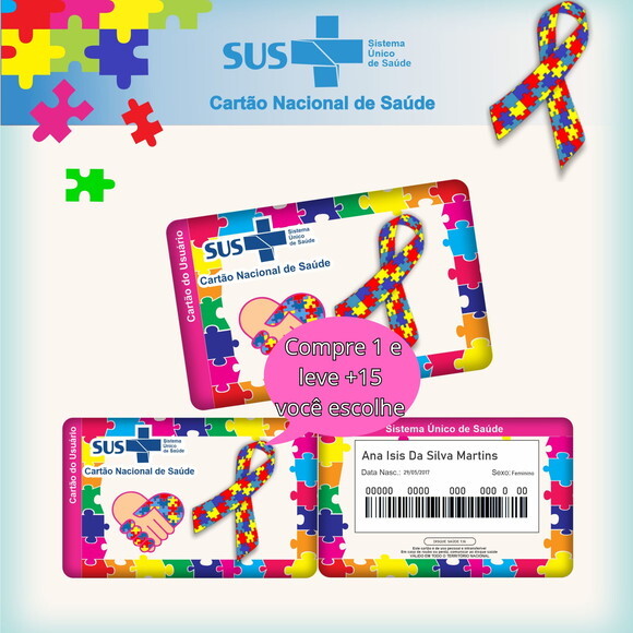 Arquivo Digital Cartão Sus Autismo Rosa #2615