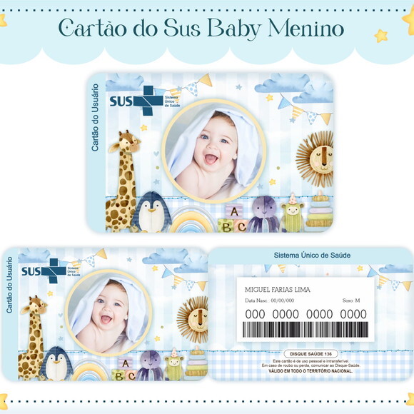 Arquivo Digital Cartão Sus Baby Foto Menino #1609