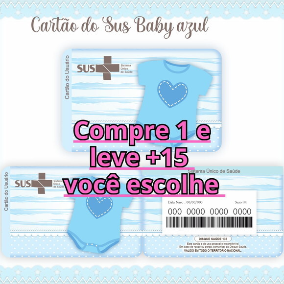 Arquivo Digital Cartão Sus Baby Azul #345