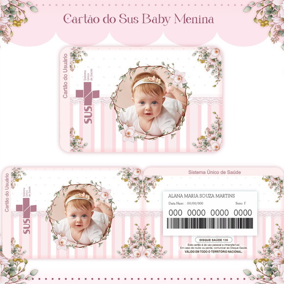 Arquivo Digital Cartão Sus Baby Menina #1621