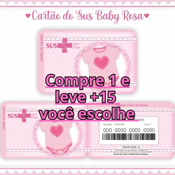 Arquivo Digital Cartão Sus Baby Rosa #336